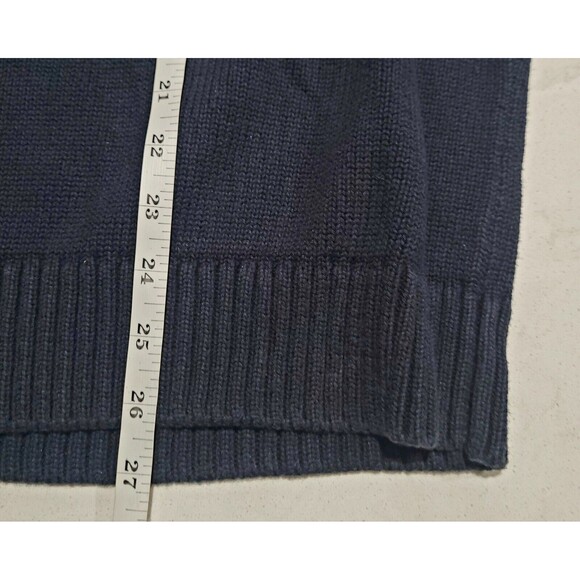 L.L. Bean Textured Washed Navy Blue Cotton Sweater Quarter-Zip Large NWOT LL - Picture 5 of 8